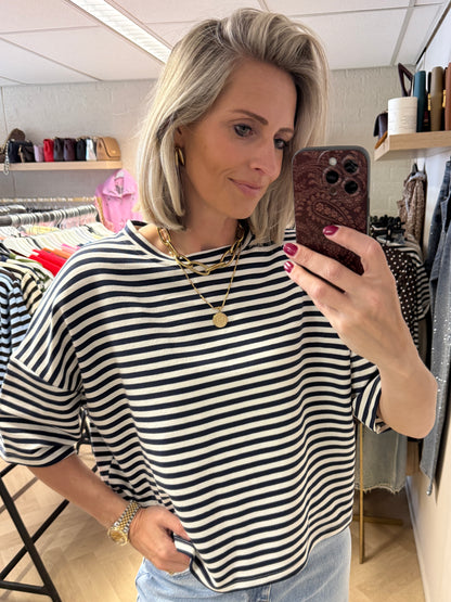 Shirt Mary Streep KM Blauw Wit