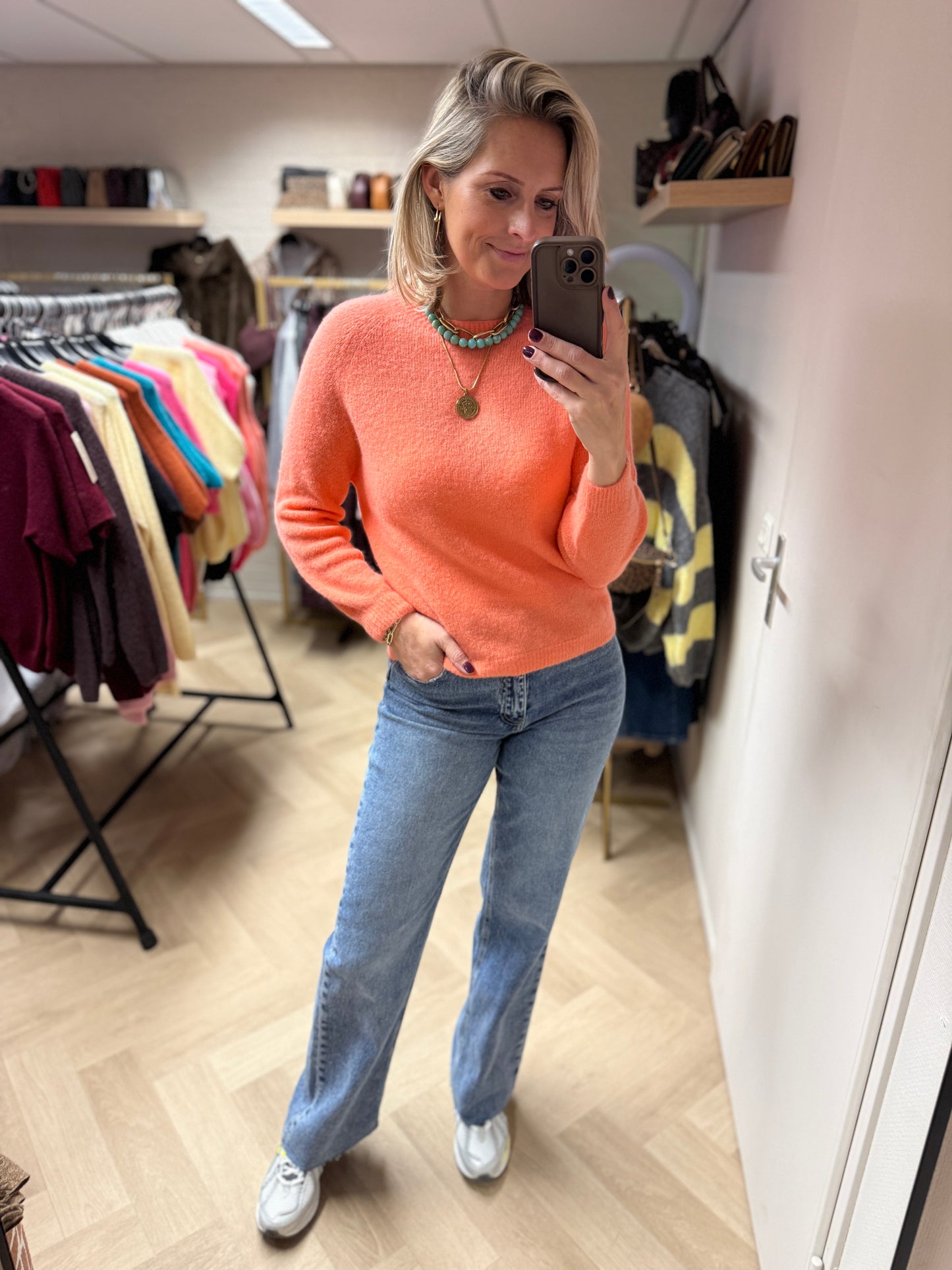 Trui Claudia Alpaca Lange Mouw Peach