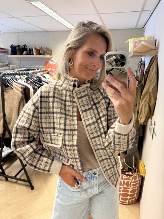 Vest Jolie Ruit Beige Offwhite