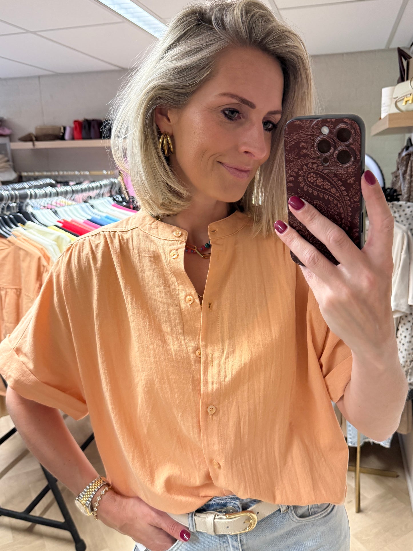 Blouse Kyra Katoen Peach