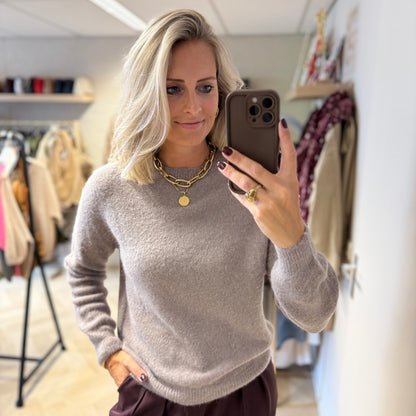 Trui Claudia Alpaca Lange Mouw Taupe