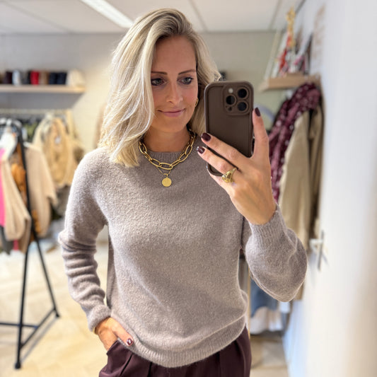 Trui Claudia Alpaca Lange Mouw Taupe