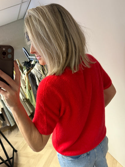 Trui Claudia Korte Mouw Alpaca Rood