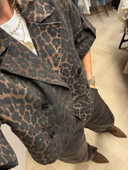 Jas Trench Korte Mouw Leopard