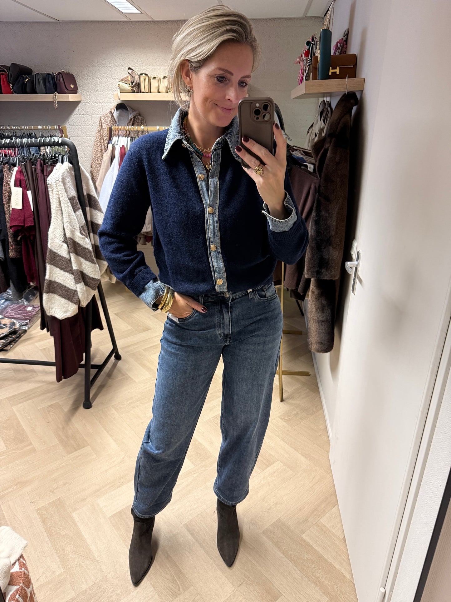 Vest Sammy Denim Knit Navy