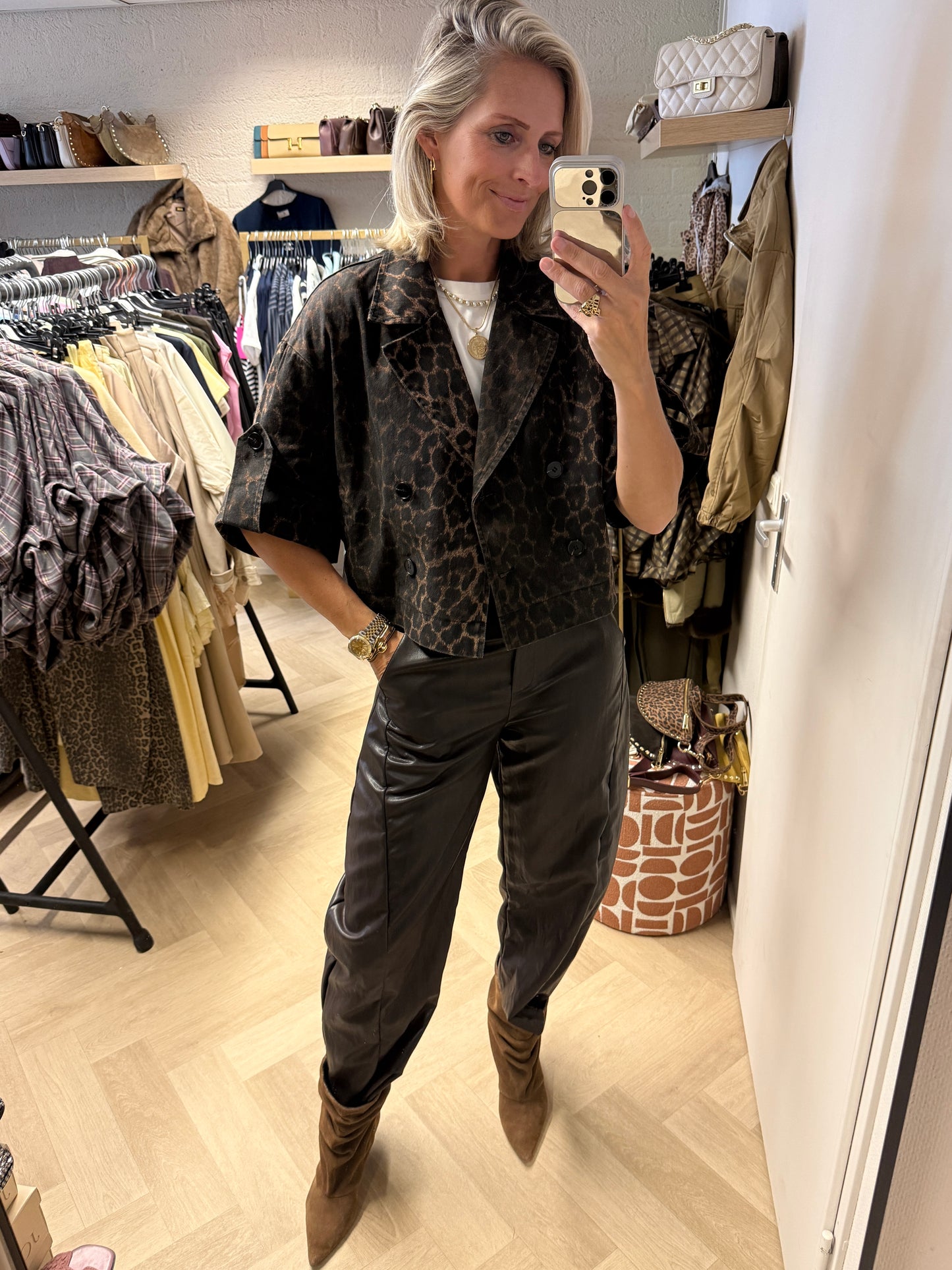 Broek Haily PU Bruin