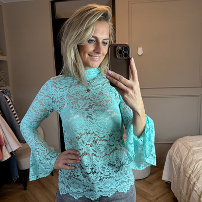 Shirt Daisy Kant Aqua