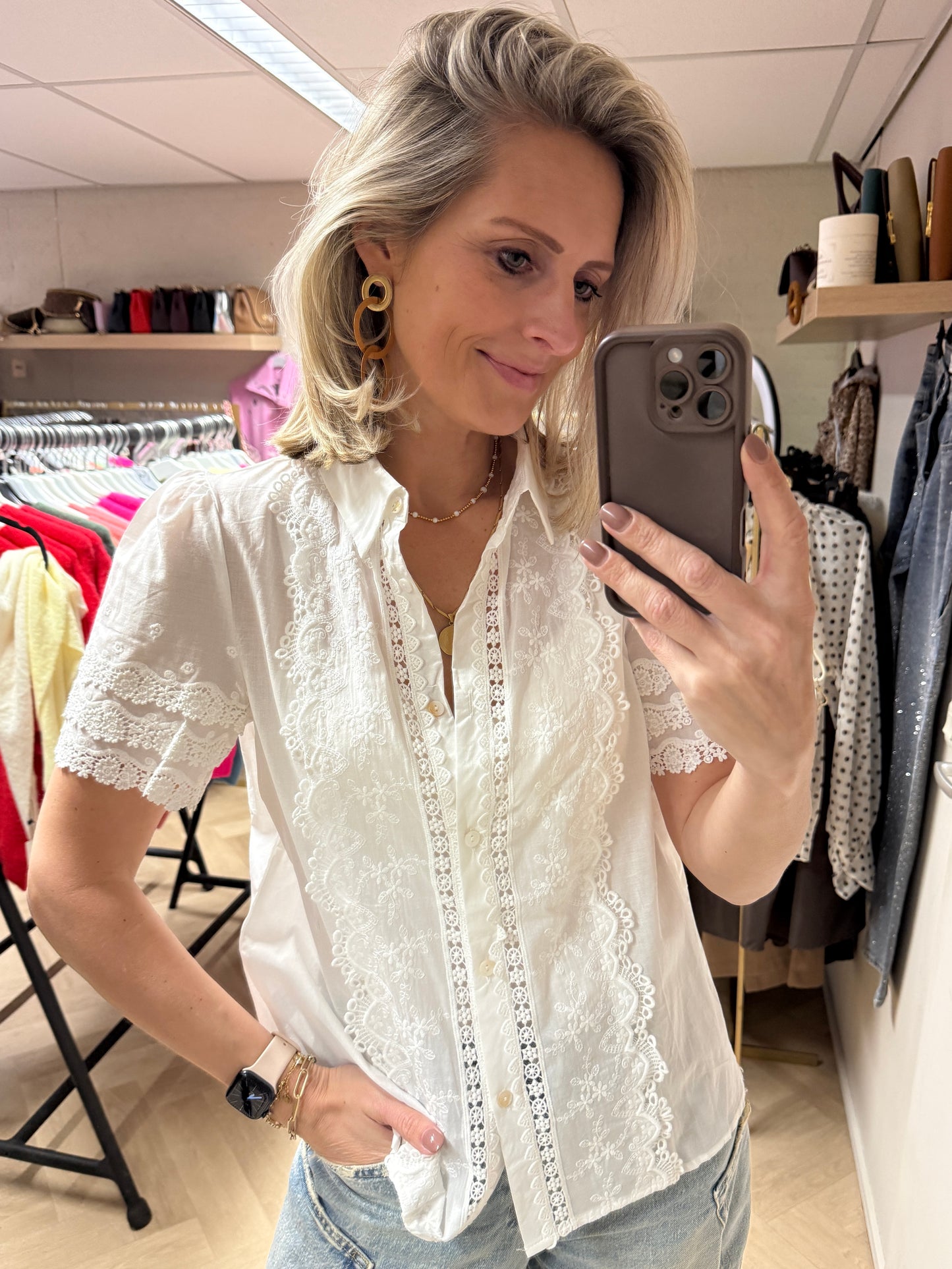 Blouse Edith Korte Mouw Wit