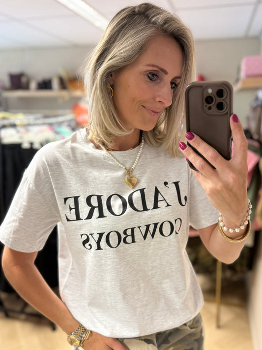 T Shirt J'adore Cowboys Grijs Melee