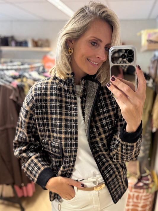 Vest Jolie Ruit Zwart Camel