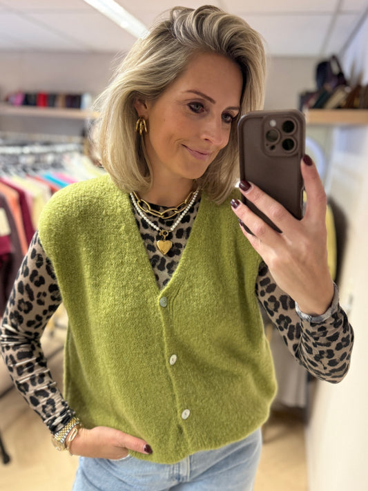 Gilet Claudia Alpaca Limegroen