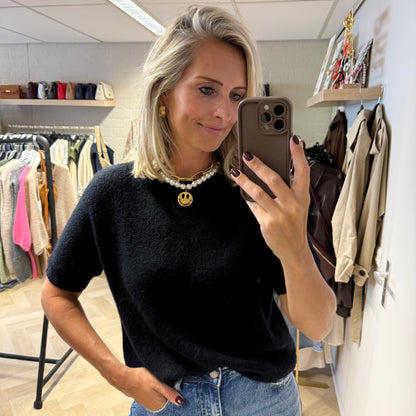 Trui Claudia Korte Mouw Alpaca Zwart