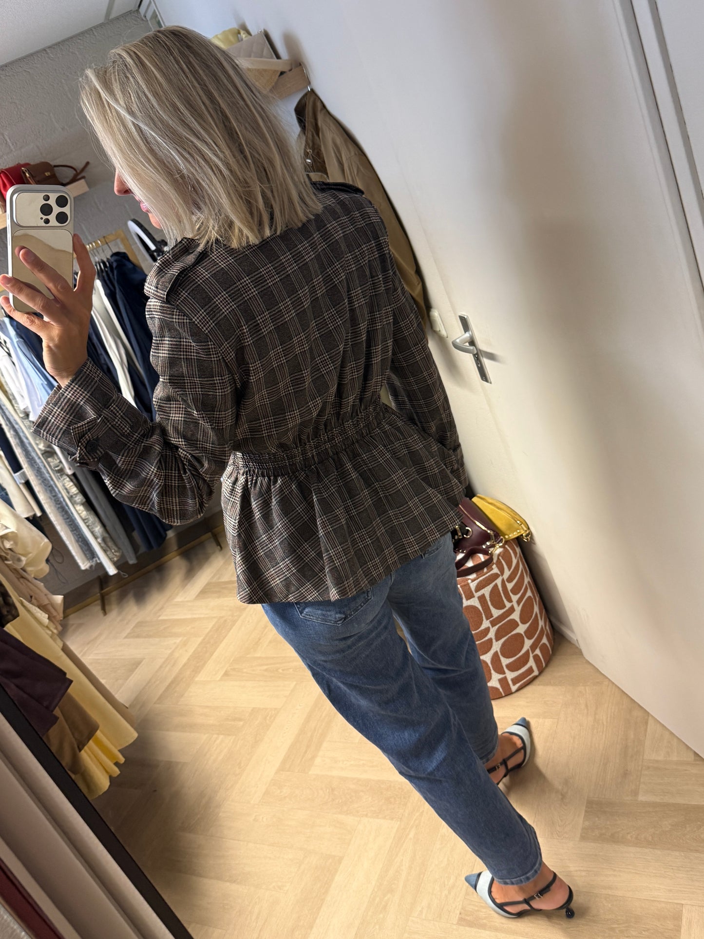 Blazer Jill Ruit Zwart Grijs Bruin