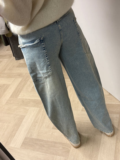 Jeans QH Side Pockets Denim Beige