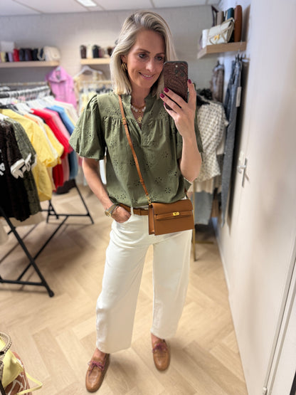 Blouse Gina Broderie Armygroen