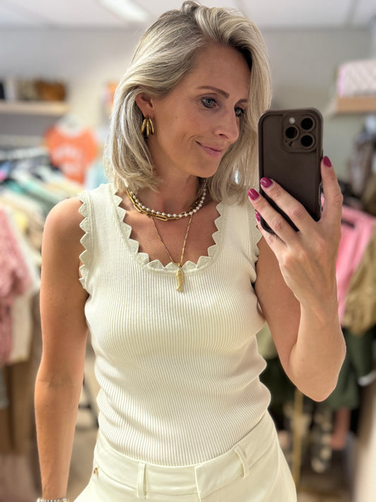 Top Stella Rib Lurex Offwhite