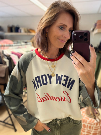 Longsleeve  Raglan Army NY Essentials Rood