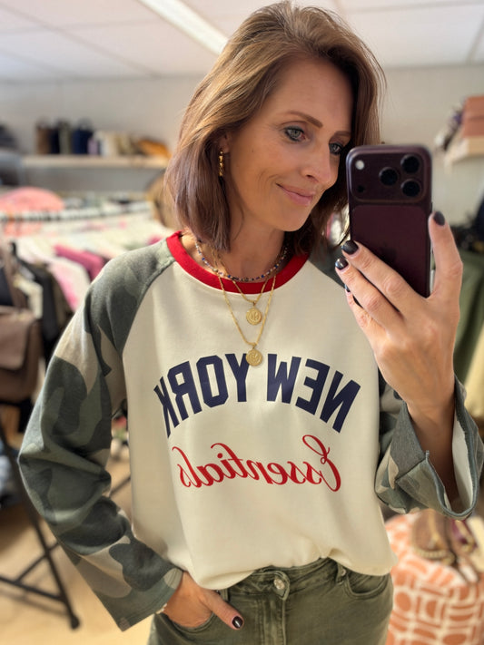Longsleeve  Raglan Army NY Essentials Rood
