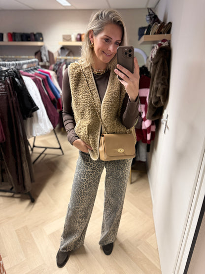 Jeans Leopard Wide Legg Beige L32 & 34