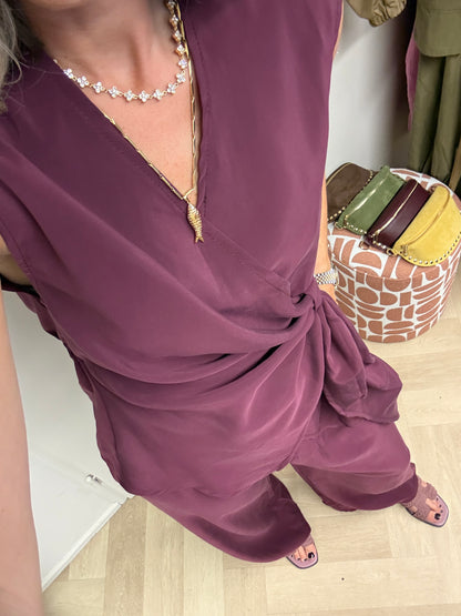 Co Ord Set Mia Overslag Burgundy
