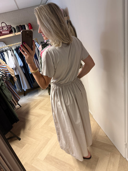Jurk Naomi Katoen Shirtdress Beige