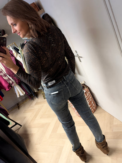 Lace Shirt Lange Mouw Bruin