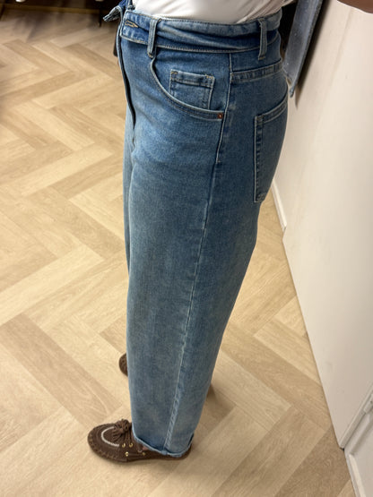 Jeans Yvette Omslag Barrel Fit Medium Blue