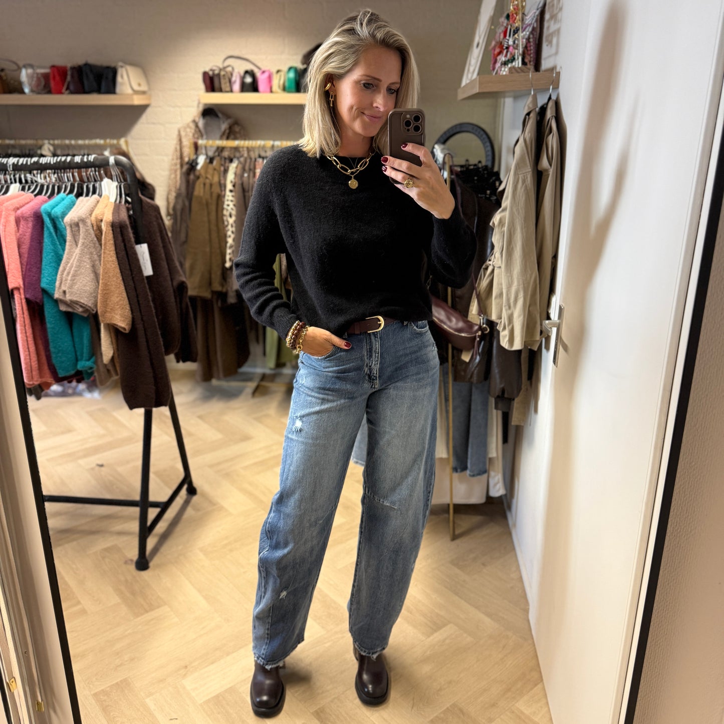 Trui Claudia Alpaca Lange Mouw Zwart