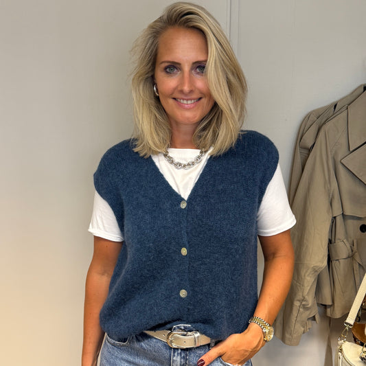 Gilet Claudia Alpaca Denim Blauw