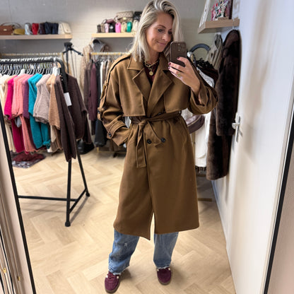 Jas Maan Epauletten Trenchcoat Bruin