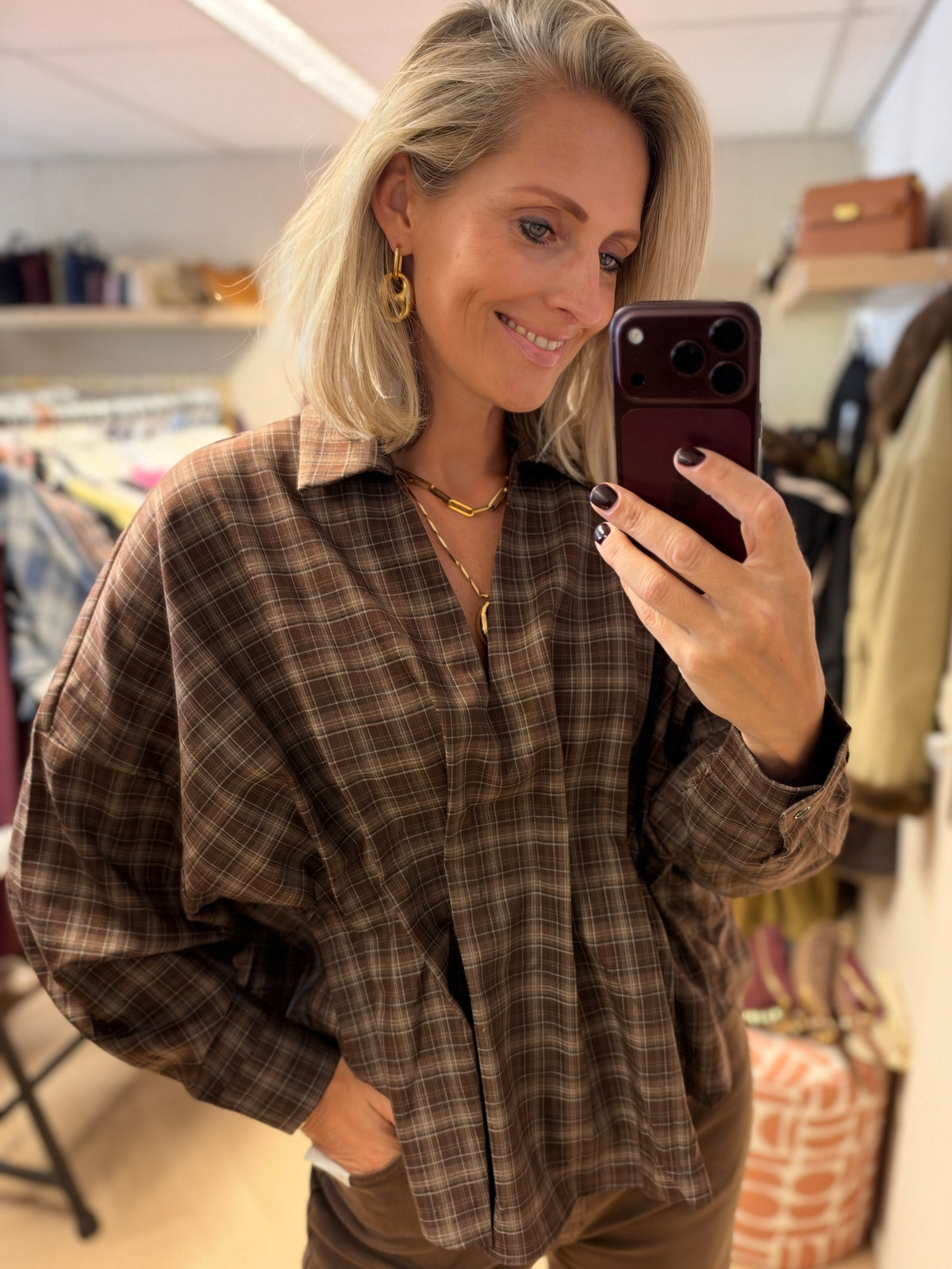 Blouse Jolie Ruit Taille Bruin