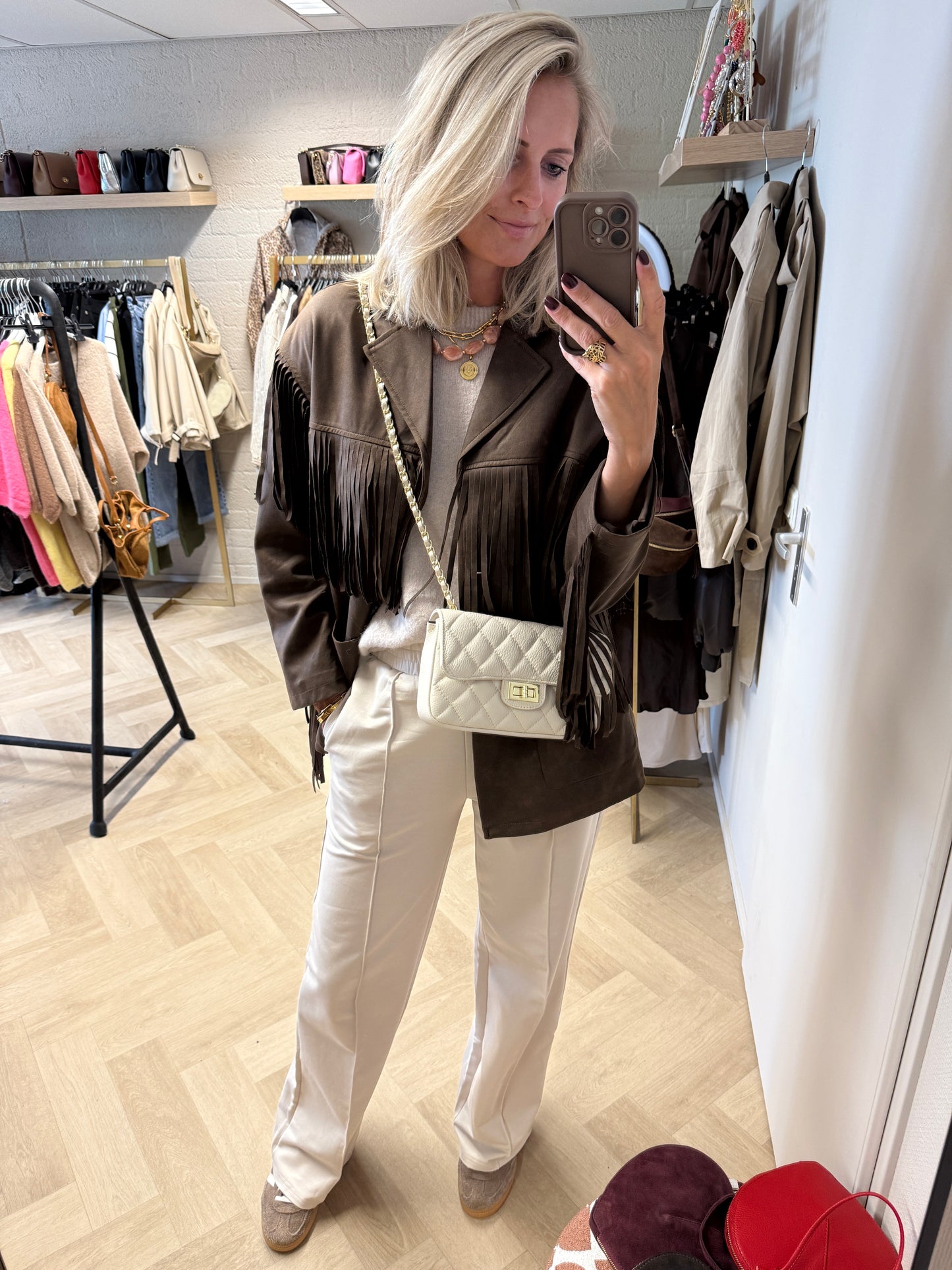 Broek Stephanie Katoen Beige