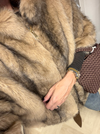 Jack Faux Fur Camel Driekwart Mouw