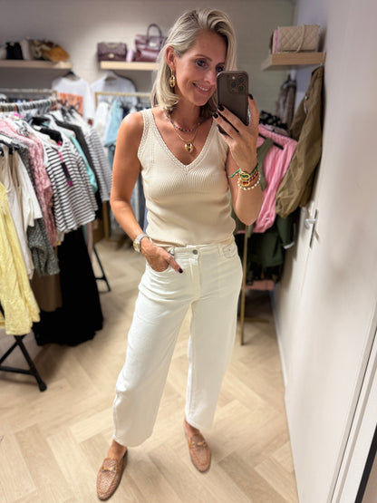 Top Linda V-hals Viscose Beige