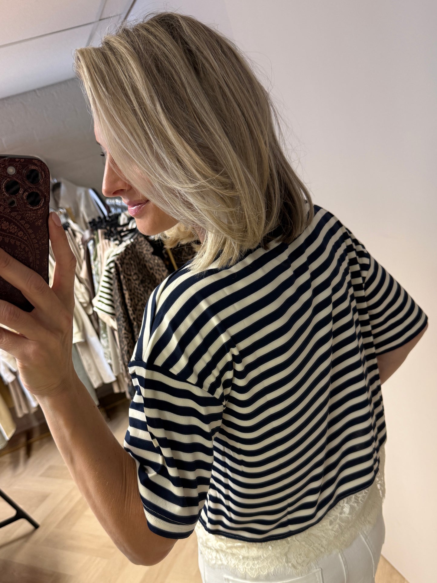 Shirt Kylia Streep Kant Navy Ecru