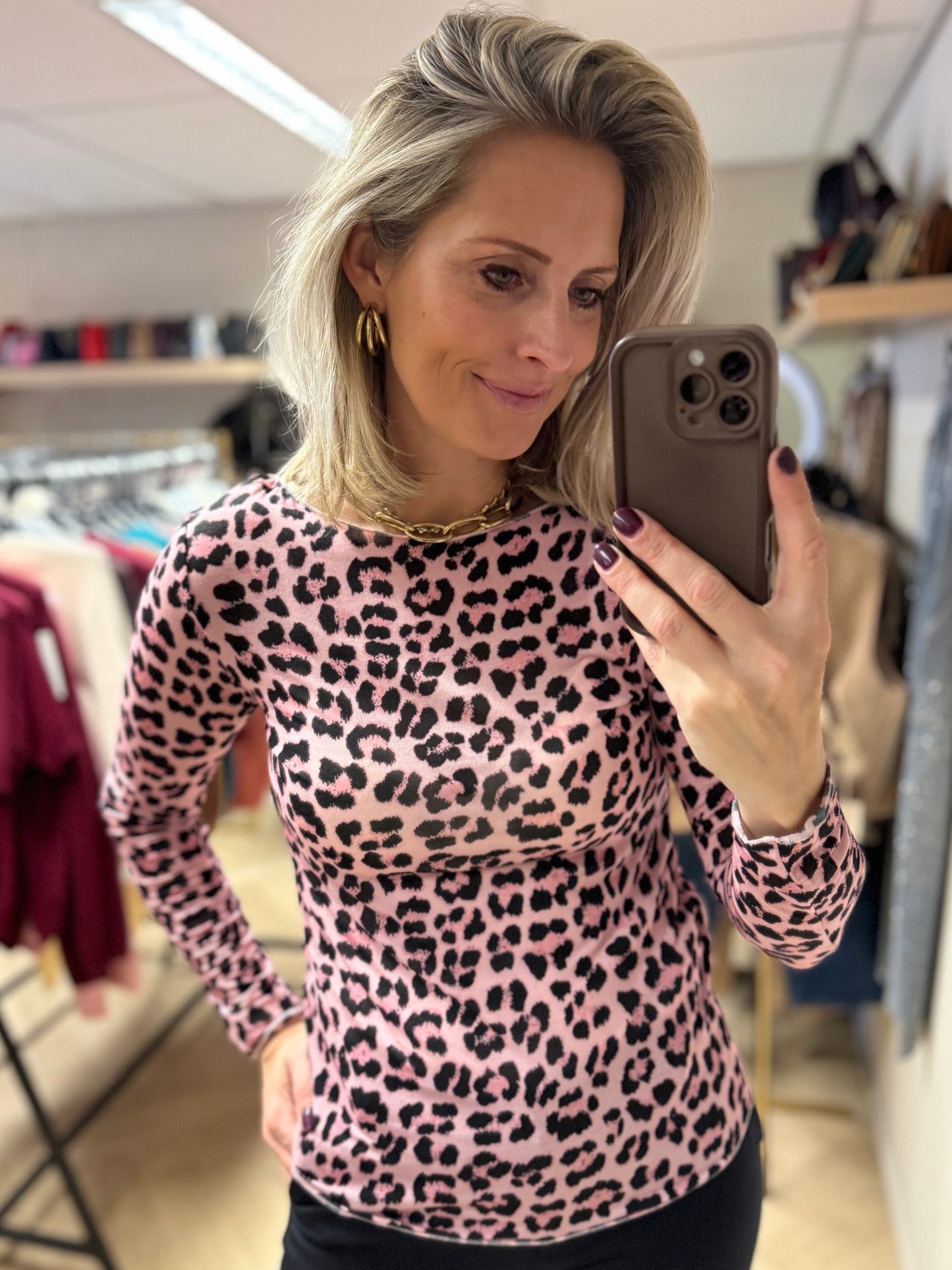 Shirt Nola Cashmere Leopard Roze