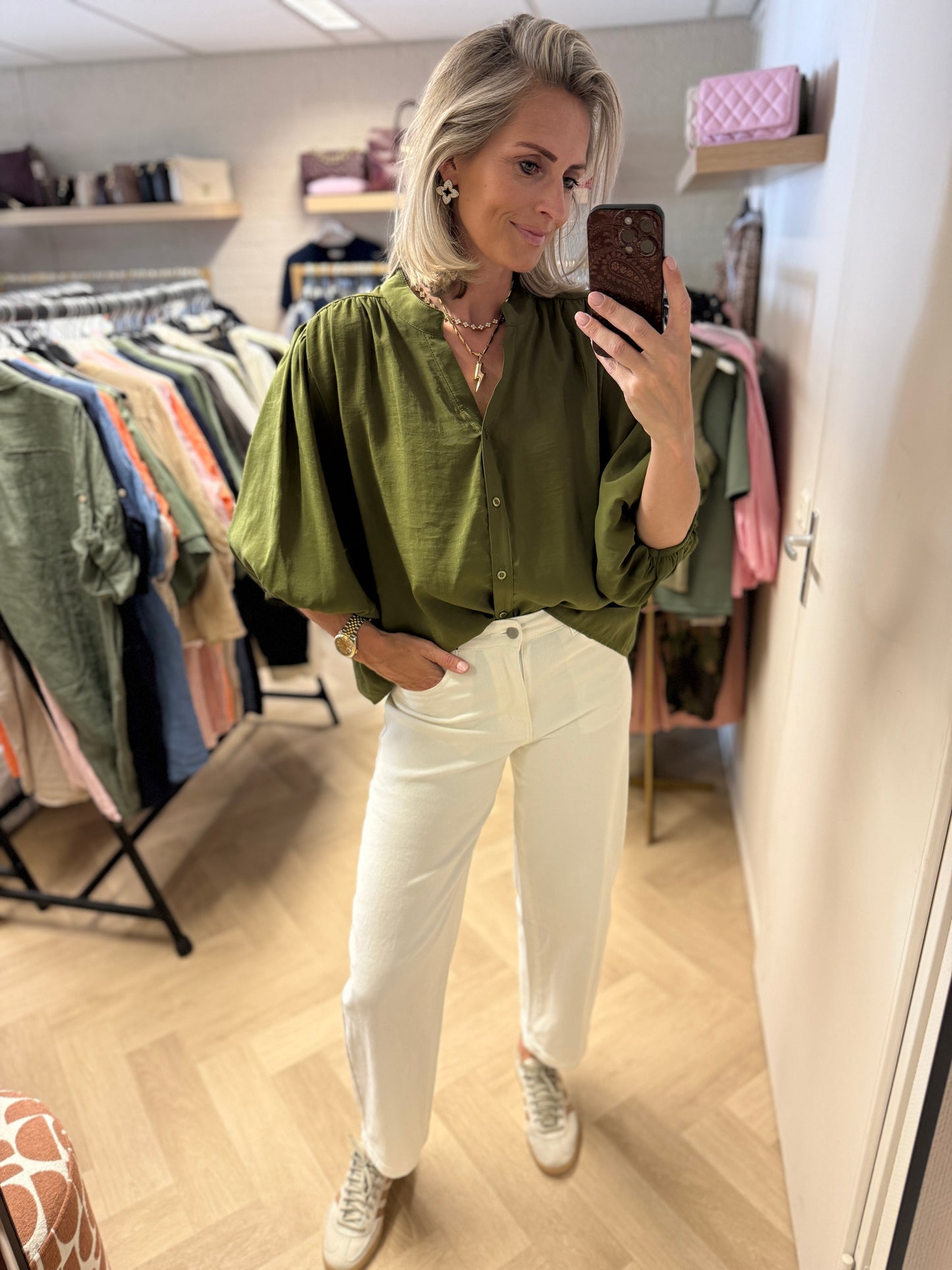 Blouse Ella Pofmouwen Groen