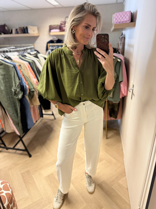 Blouse Ella Pofmouwen Groen