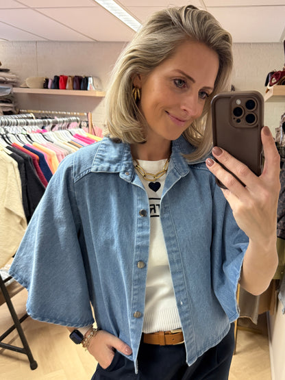 Blouse Denim Flared Mouw