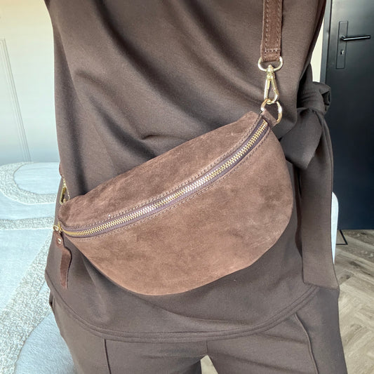 Tas Zoey Big Suède Donkerbruin