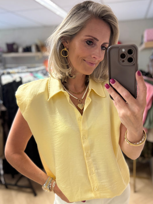 Blouse Nikki Satijn Koord Zachtgeel