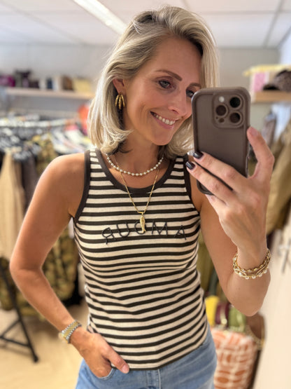 Top Isla Streep Amour Bruin Beige