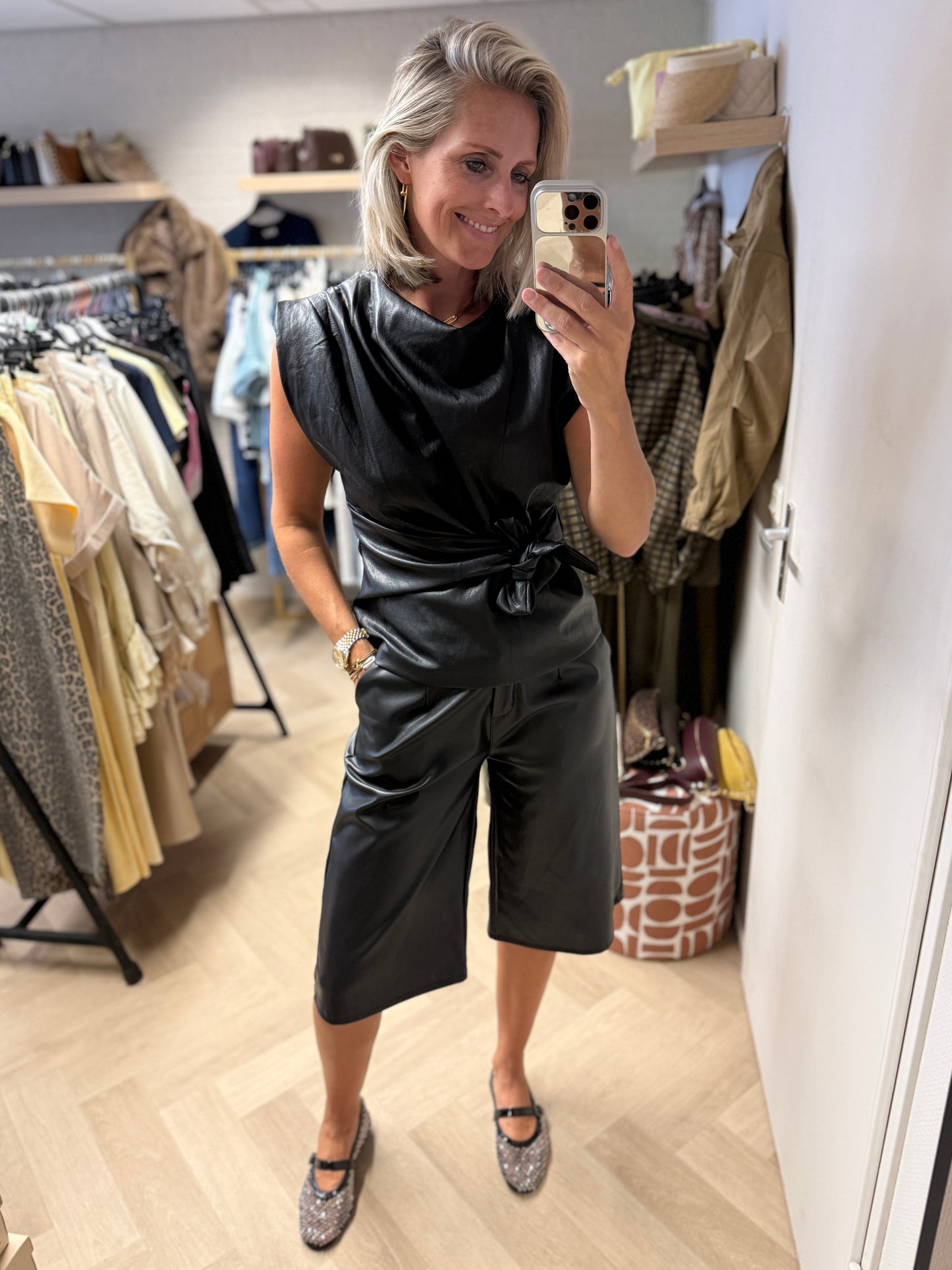 Top Macy PU Leer Zwart