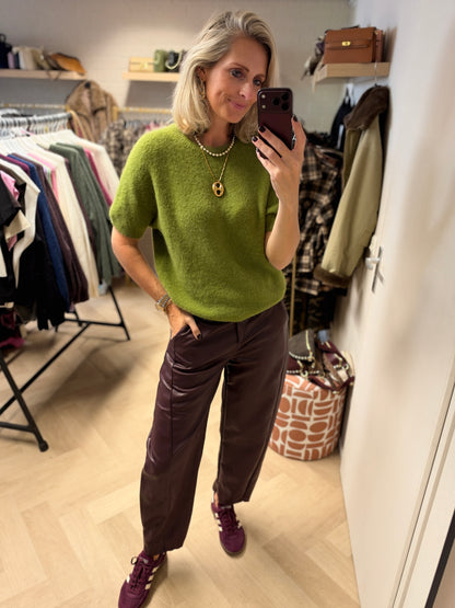 Trui Claudia Korte Mouw Alpaca Olijf