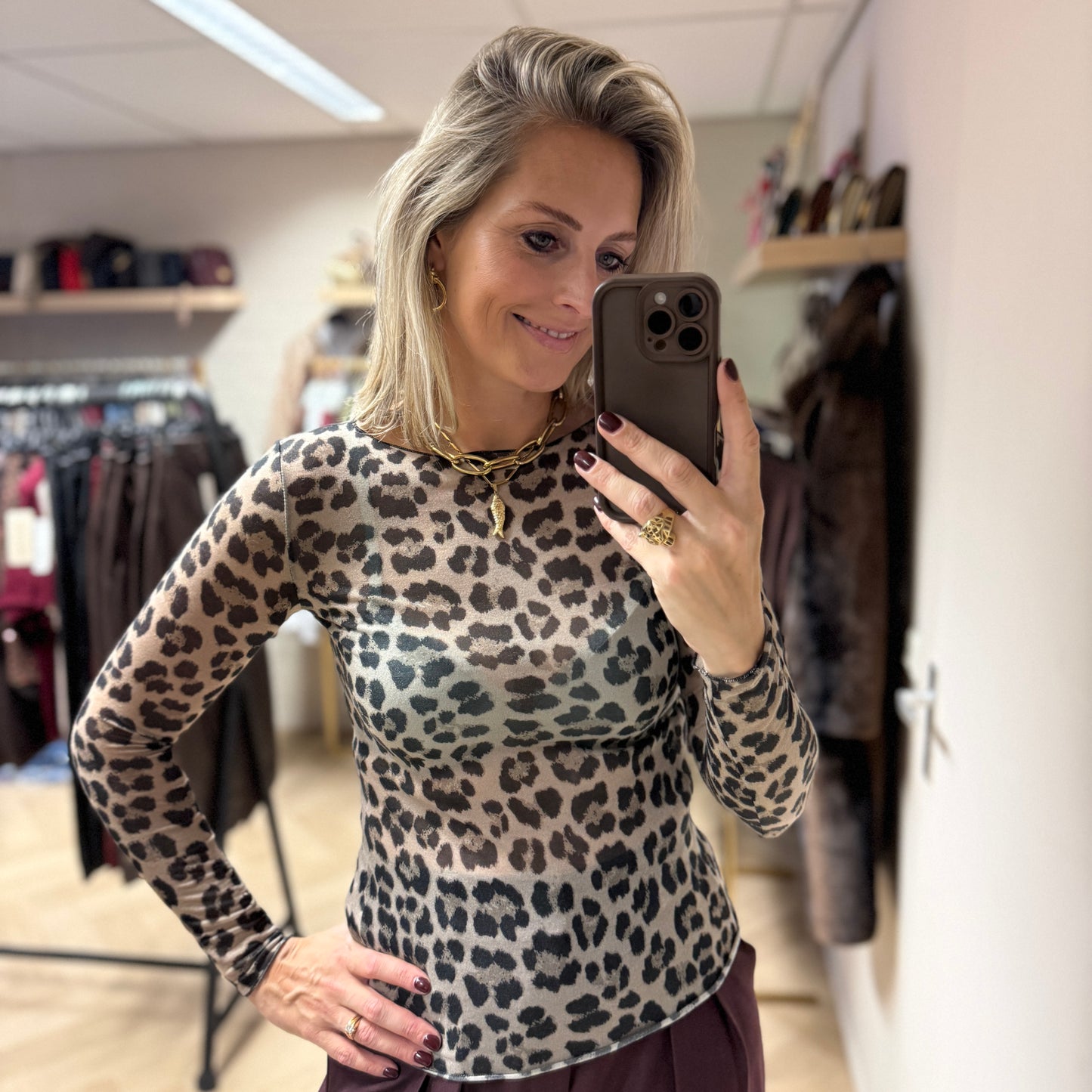 Shirt Nola Cashmere Leopard Beige