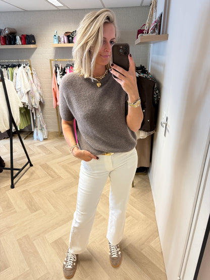 Trui Claudia Alpaca Korte Mouw Taupe