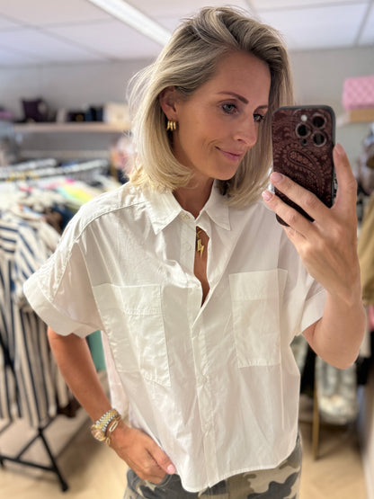 Blouse Els Oversized Cropped Wit