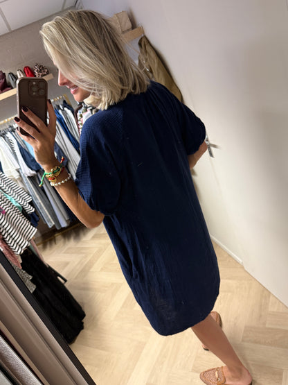 Jurk Mousseline V-hals Navy