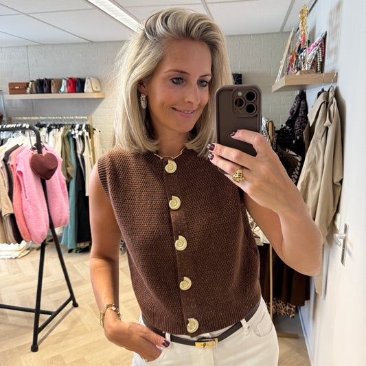 Vest Katoen Vera Schelp Bruin