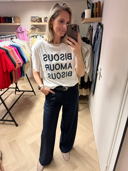 Shirt Bisous Wit Blauw